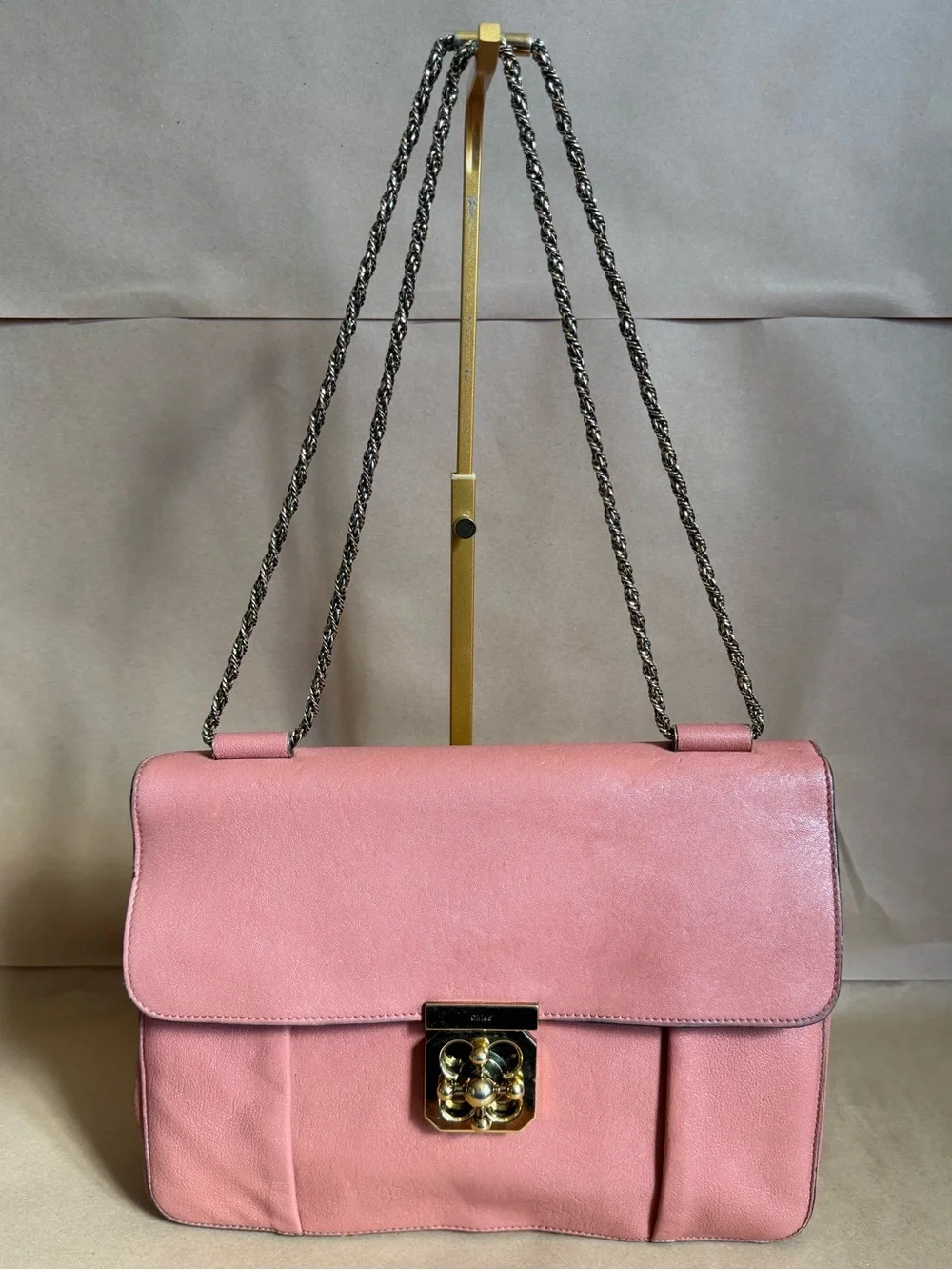 Chloe Coral Orange Leather Large Elsie Shoulder Bag